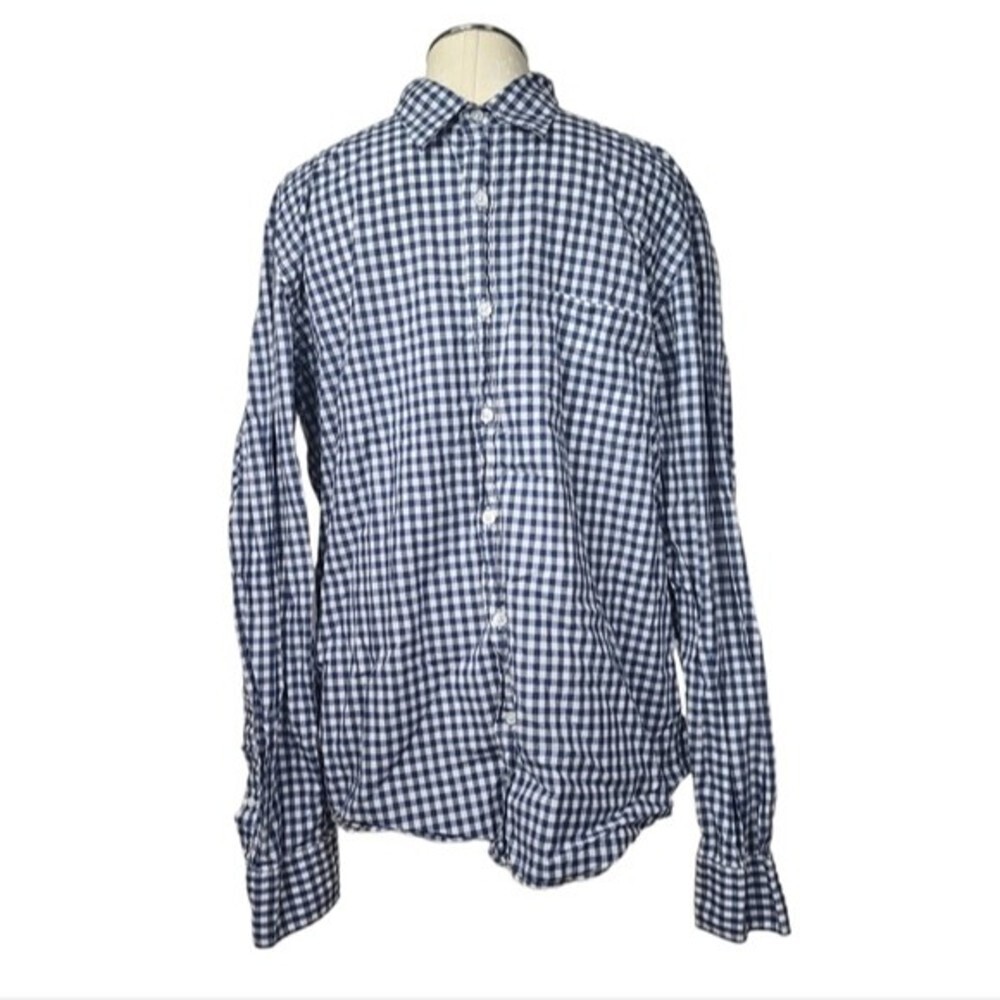 J. Crew Gingham Blue & White Slim Button Down Long Sleeve Shirt L